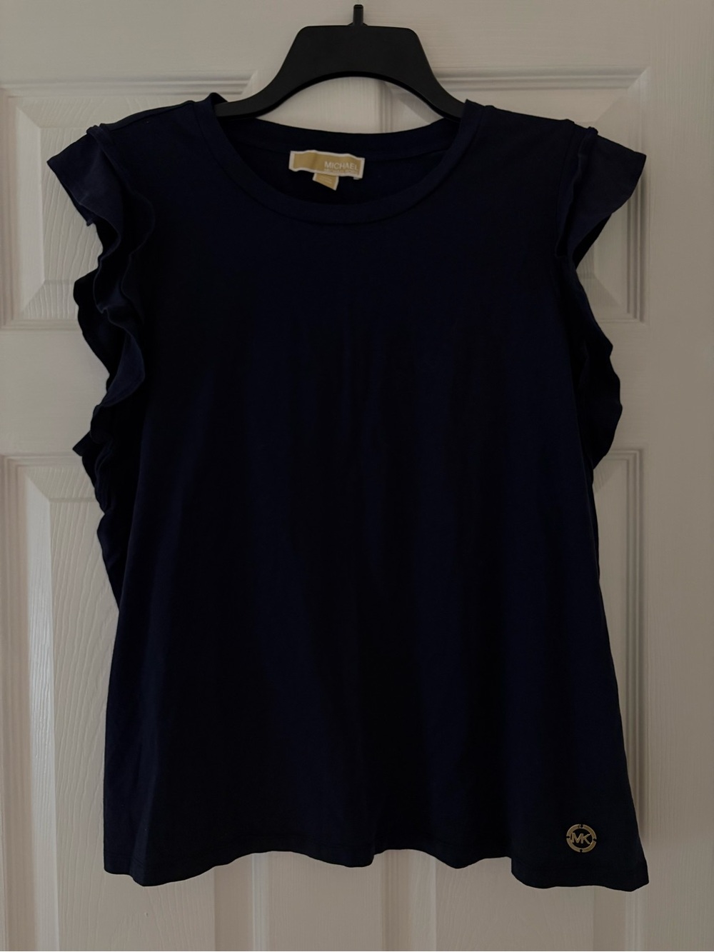 Michael Kors Dark Navy Ruffle Sleeve Tee